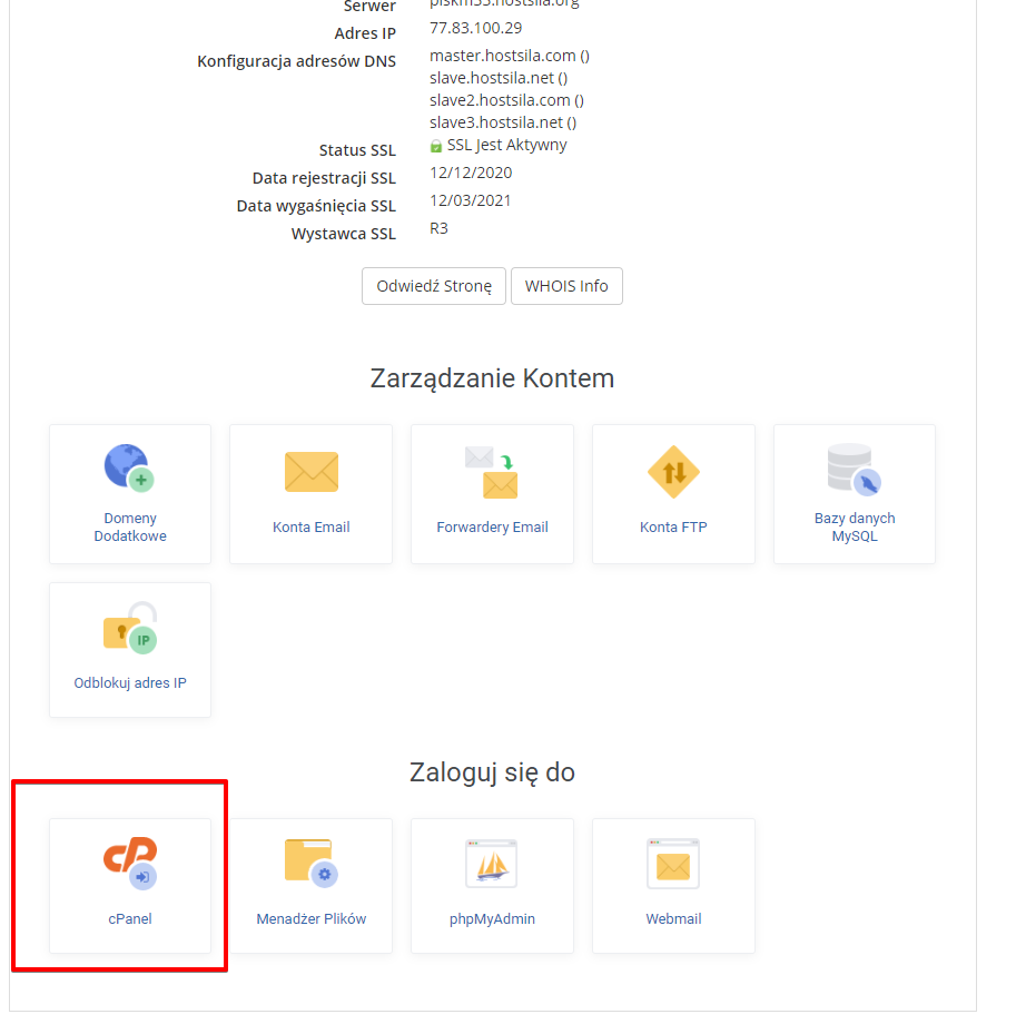Automatyczne logowanie się do cPanel