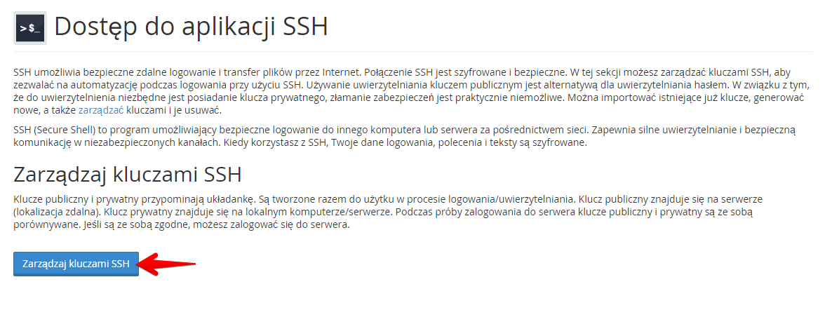cpanel moduł SSH