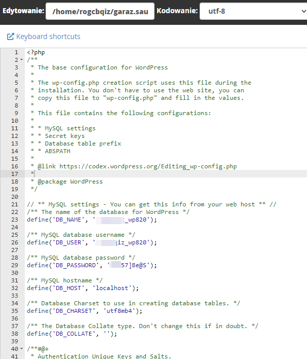 Plik wp-config.php w WordPress