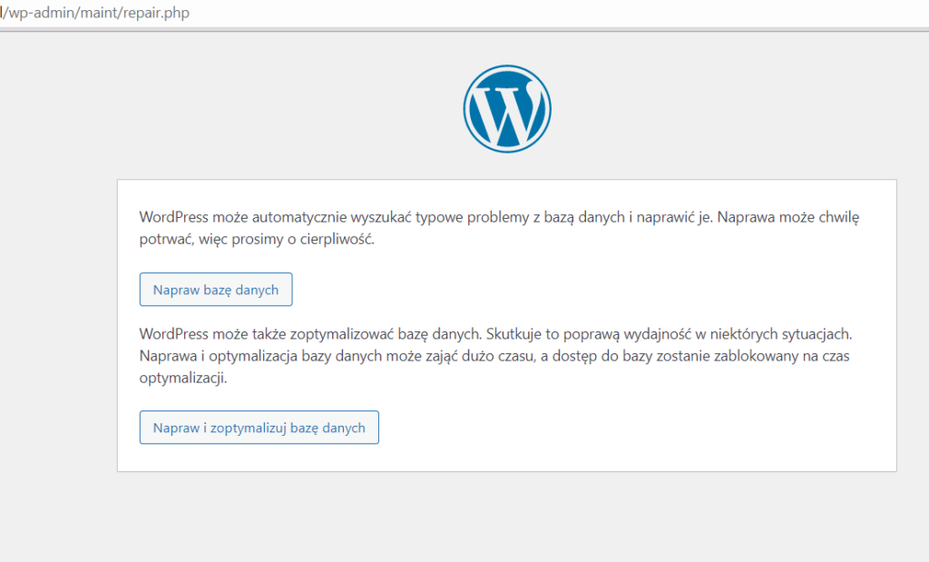 Wordpress repair DB