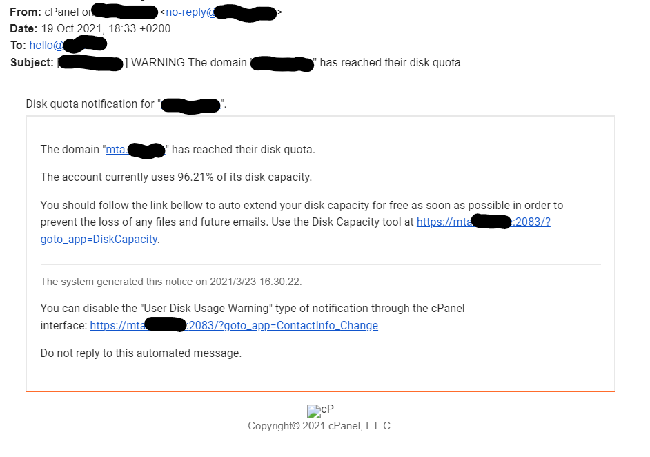 cpanel phishing email